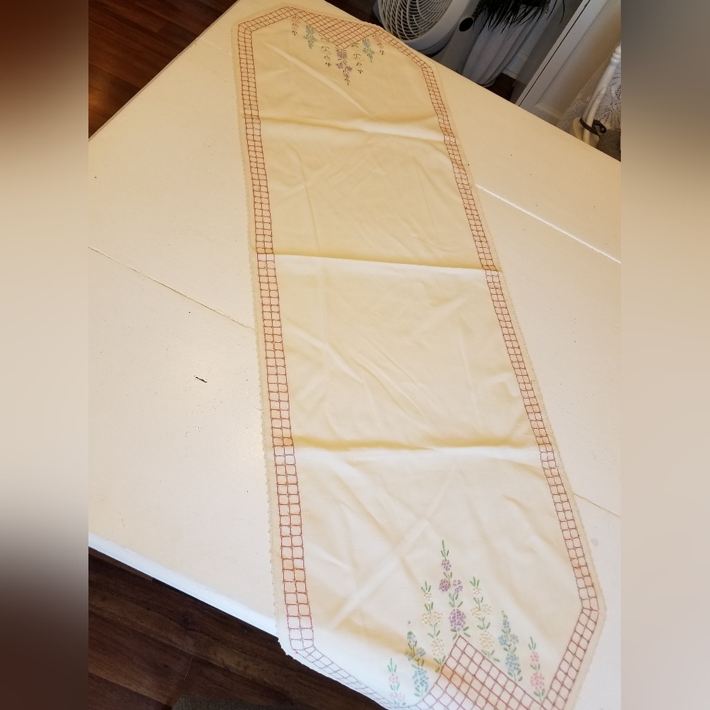 Cross Stitch Tablecloth Runner Floral